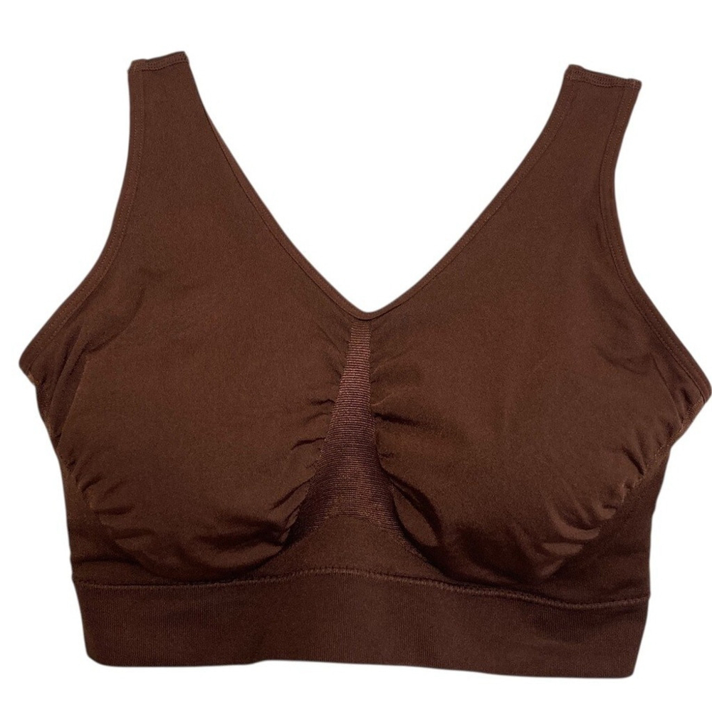 New Truekind Bra Womens Large Brown Everyday Throw on Wireless Shapermint